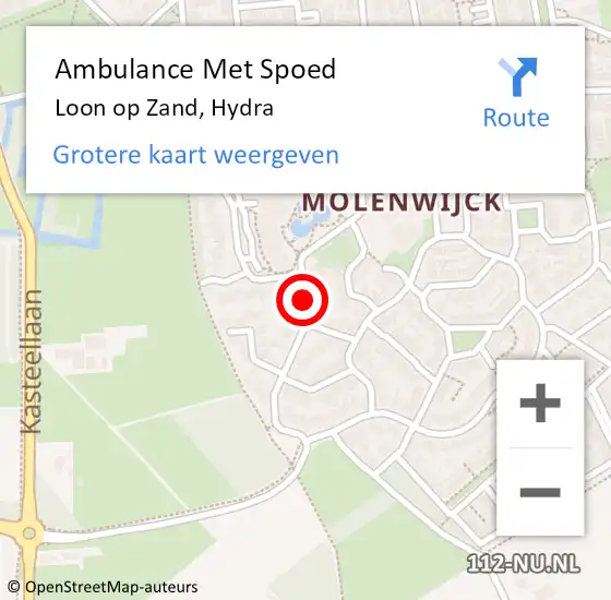 Locatie op kaart van de 112 melding: Ambulance Met Spoed Naar Loon op Zand, Hydra op 28 februari 2019 22:33