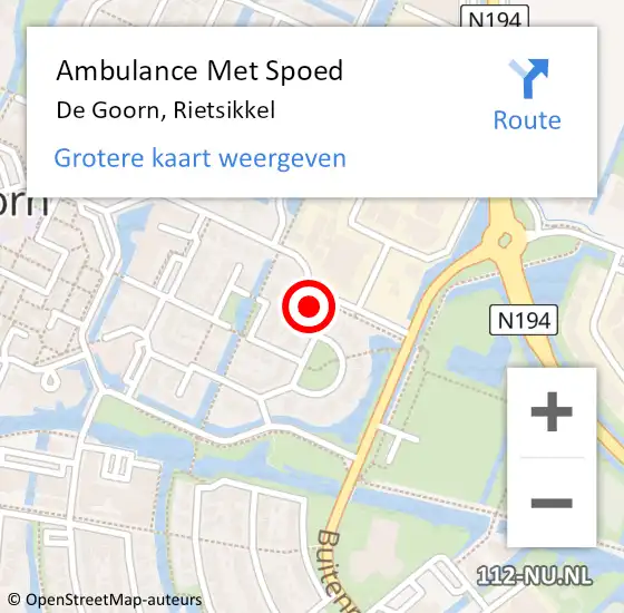 Locatie op kaart van de 112 melding: Ambulance Met Spoed Naar De Goorn, Rietsikkel op 25 maart 2014 00:22