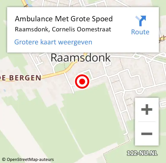 Locatie op kaart van de 112 melding: Ambulance Met Grote Spoed Naar Raamsdonk, Cornelis Oomestraat op 28 februari 2019 23:12