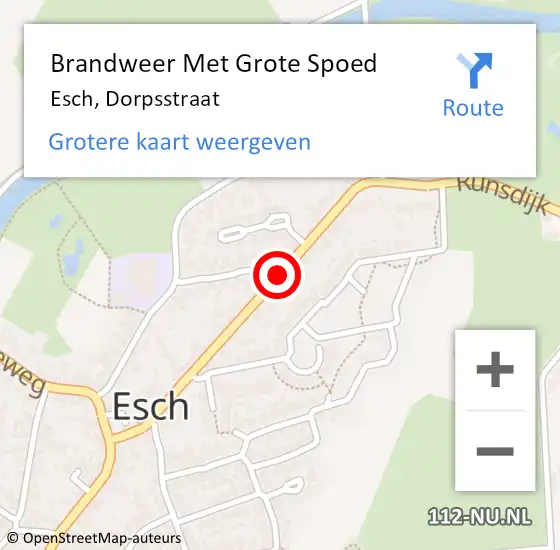 Locatie op kaart van de 112 melding: Brandweer Met Grote Spoed Naar Esch, Dorpsstraat op 1 maart 2019 01:10