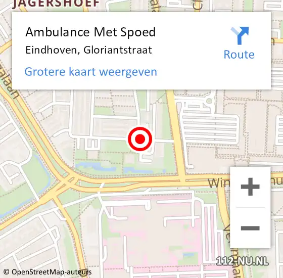 Locatie op kaart van de 112 melding: Ambulance Met Spoed Naar Eindhoven, Gloriantstraat op 1 maart 2019 07:23