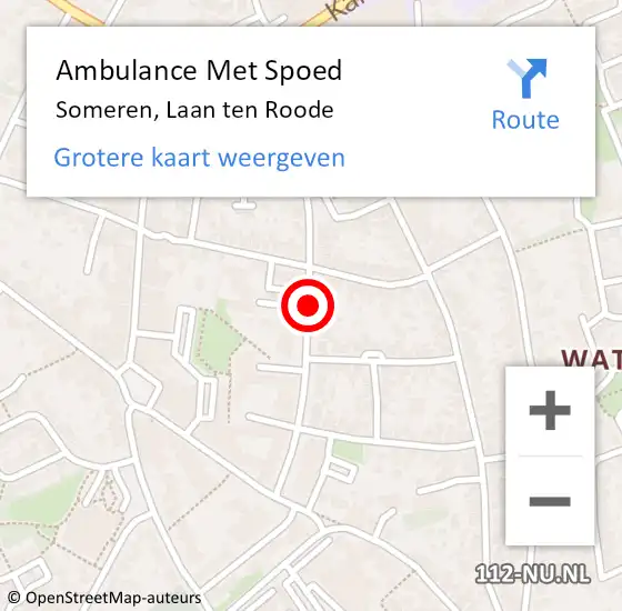 Locatie op kaart van de 112 melding: Ambulance Met Spoed Naar Someren, Laan ten Roode op 1 maart 2019 07:51