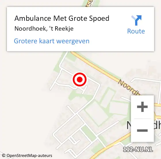 Locatie op kaart van de 112 melding: Ambulance Met Grote Spoed Naar Noordhoek, 't Reekje op 1 maart 2019 09:01
