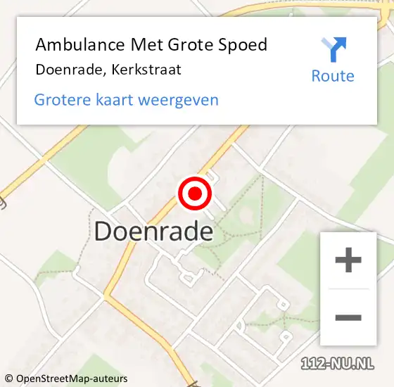 Locatie op kaart van de 112 melding: Ambulance Met Grote Spoed Naar Doenrade, Kerkstraat op 25 maart 2014 02:38