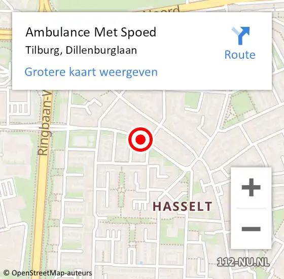 Locatie op kaart van de 112 melding: Ambulance Met Spoed Naar Tilburg, Dillenburglaan op 1 maart 2019 12:19