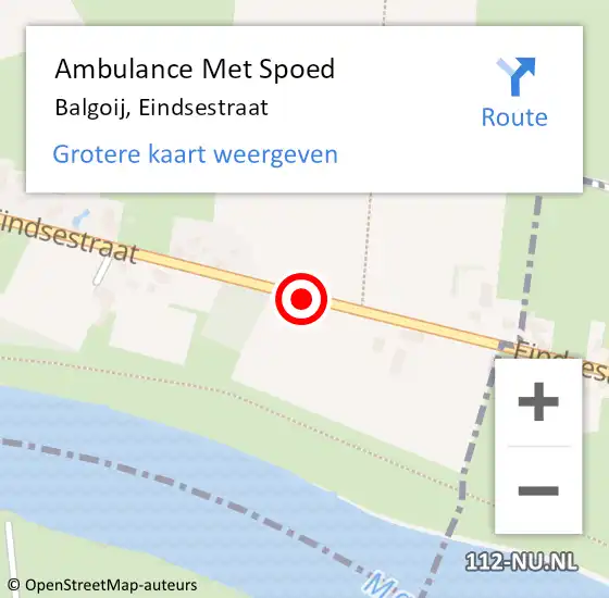 Locatie op kaart van de 112 melding: Ambulance Met Spoed Naar Balgoij, Eindsestraat op 1 maart 2019 13:34