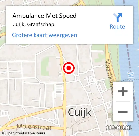 Locatie op kaart van de 112 melding: Ambulance Met Spoed Naar Cuijk, Graafschap op 1 maart 2019 15:26