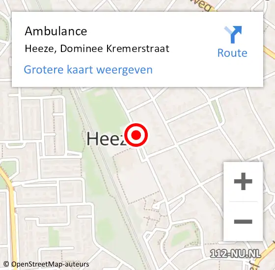 Locatie op kaart van de 112 melding: Ambulance Heeze, Dominee Kremerstraat op 1 maart 2019 15:44