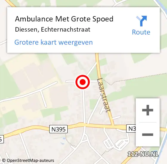 Locatie op kaart van de 112 melding: Ambulance Met Grote Spoed Naar Diessen, Echternachstraat op 1 maart 2019 15:45