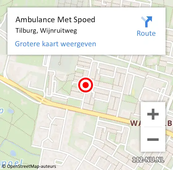 Locatie op kaart van de 112 melding: Ambulance Met Spoed Naar Tilburg, Wijnruitweg op 1 maart 2019 16:07