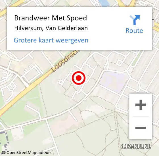 Locatie op kaart van de 112 melding: Brandweer Met Spoed Naar Hilversum, Van Gelderlaan op 1 maart 2019 16:23