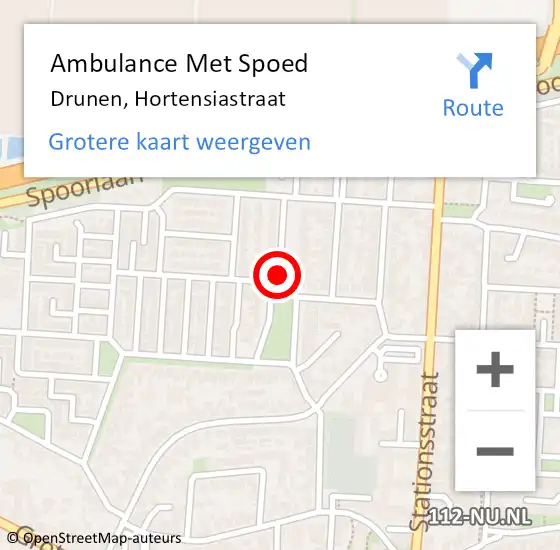 Locatie op kaart van de 112 melding: Ambulance Met Spoed Naar Drunen, Hortensiastraat op 1 maart 2019 16:36