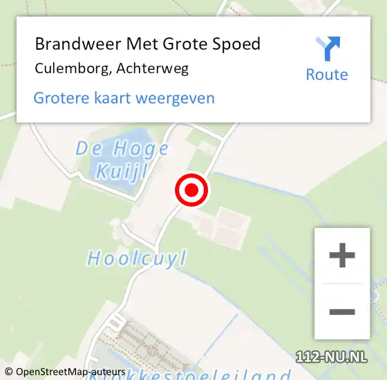 Locatie op kaart van de 112 melding: Brandweer Met Grote Spoed Naar Culemborg, Achterweg op 1 maart 2019 16:42