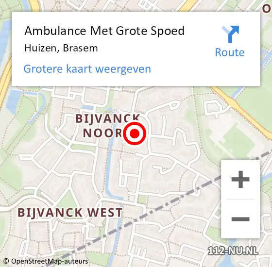 Locatie op kaart van de 112 melding: Ambulance Met Grote Spoed Naar Huizen, Brasem op 1 maart 2019 17:54