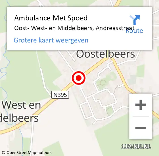Locatie op kaart van de 112 melding: Ambulance Met Spoed Naar Oost- West- en Middelbeers, Andreasstraat op 1 maart 2019 19:01