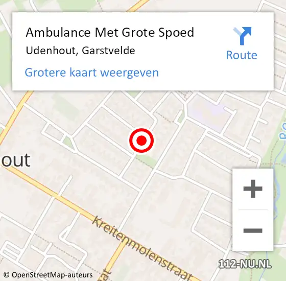 Locatie op kaart van de 112 melding: Ambulance Met Grote Spoed Naar Udenhout, Garstvelde op 1 maart 2019 19:16