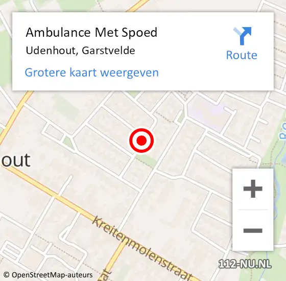 Locatie op kaart van de 112 melding: Ambulance Met Spoed Naar Udenhout, Garstvelde op 1 maart 2019 19:29