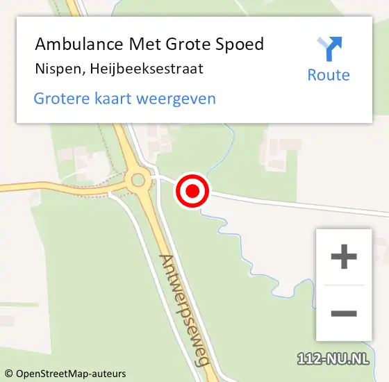 Locatie op kaart van de 112 melding: Ambulance Met Grote Spoed Naar Nispen, Heijbeeksestraat op 1 maart 2019 19:33