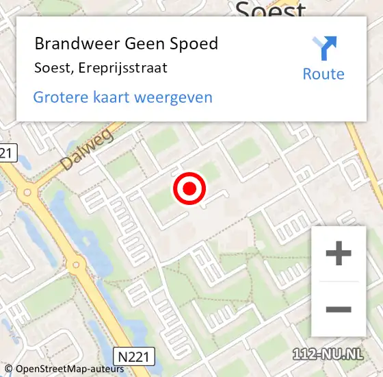 Locatie op kaart van de 112 melding: Brandweer Geen Spoed Naar Soest, Ereprijsstraat op 1 maart 2019 20:40