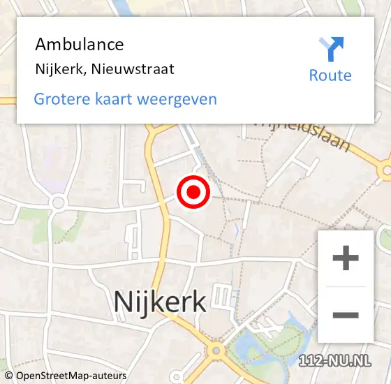 Locatie op kaart van de 112 melding: Ambulance Nijkerk, Nieuwstraat op 1 maart 2019 21:27