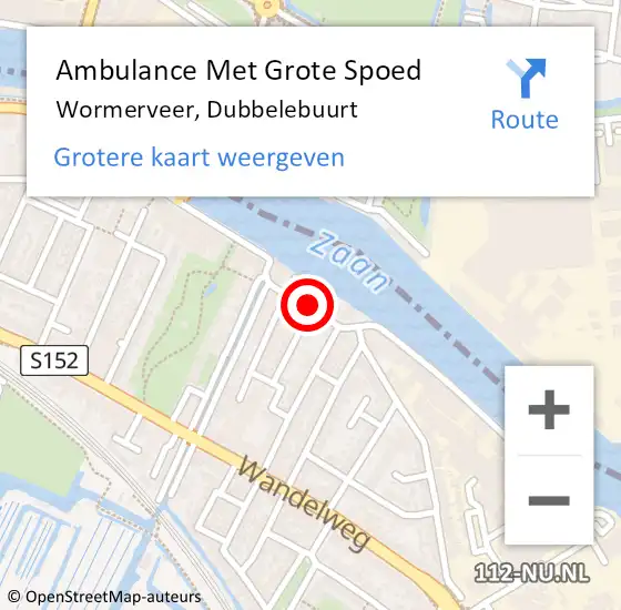 Locatie op kaart van de 112 melding: Ambulance Met Grote Spoed Naar Wormerveer, Dubbelebuurt op 1 maart 2019 21:41