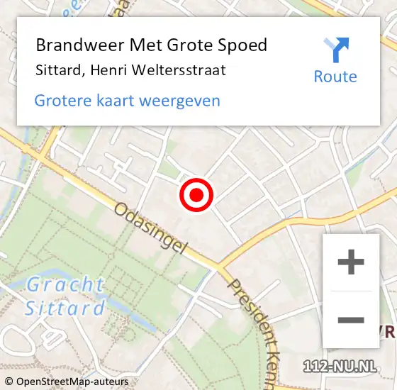 Locatie op kaart van de 112 melding: Brandweer Met Grote Spoed Naar Sittard, Henri Weltersstraat op 1 maart 2019 21:48