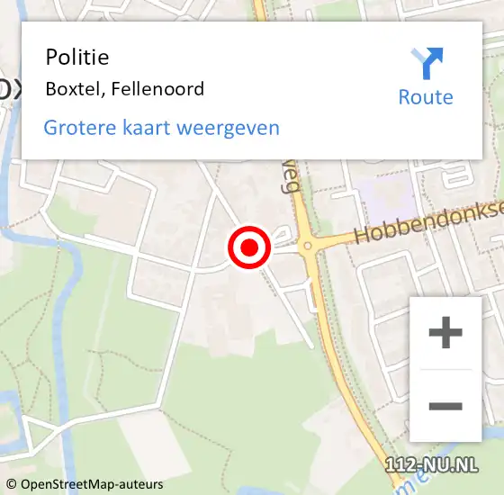 Locatie op kaart van de 112 melding: Politie Boxtel, Fellenoord op 1 maart 2019 21:52