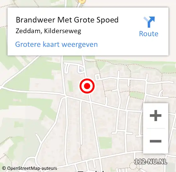 Locatie op kaart van de 112 melding: Brandweer Met Grote Spoed Naar Zeddam, Kilderseweg op 1 maart 2019 21:56