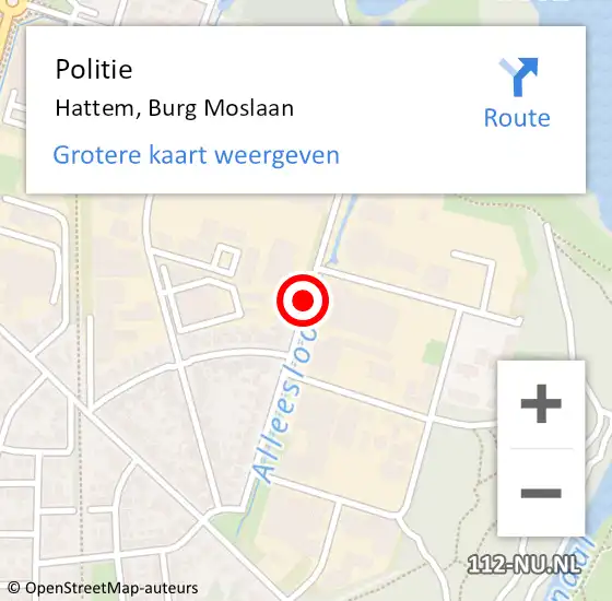 Locatie op kaart van de 112 melding: Politie Hattem, Burg Moslaan op 1 maart 2019 23:05