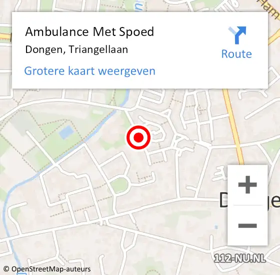 Locatie op kaart van de 112 melding: Ambulance Met Spoed Naar Dongen, Triangellaan op 1 maart 2019 23:31