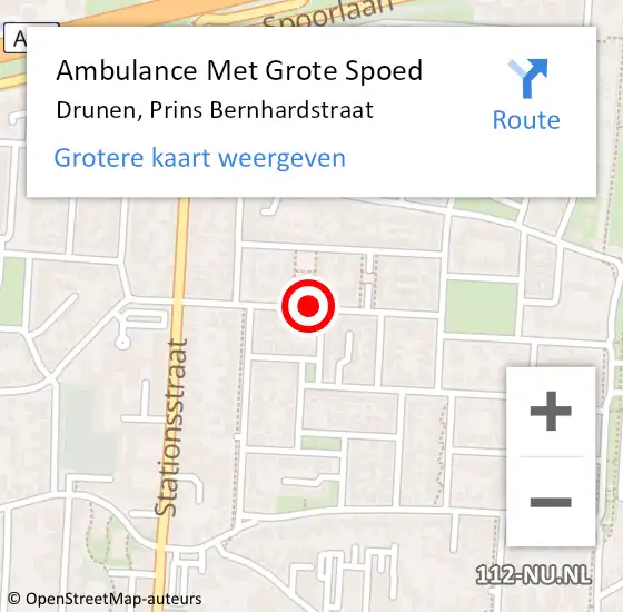 Locatie op kaart van de 112 melding: Ambulance Met Grote Spoed Naar Drunen, Prins Bernhardstraat op 2 maart 2019 00:35