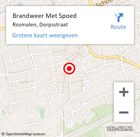 Locatie op kaart van de 112 melding: Brandweer Met Spoed Naar Rosmalen, Dorpsstraat op 2 maart 2019 01:13