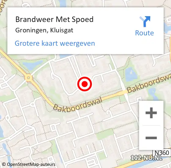 Locatie op kaart van de 112 melding: Brandweer Met Spoed Naar Groningen, Kluisgat op 2 maart 2019 01:37