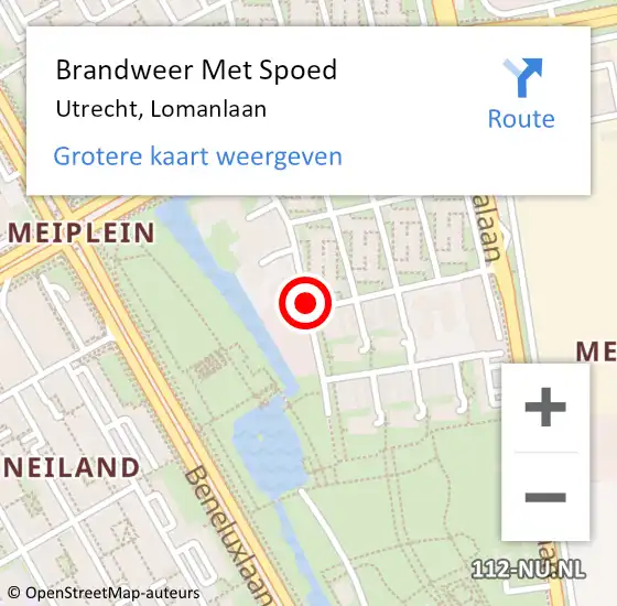 Locatie op kaart van de 112 melding: Brandweer Met Spoed Naar Utrecht, Lomanlaan op 2 maart 2019 02:09