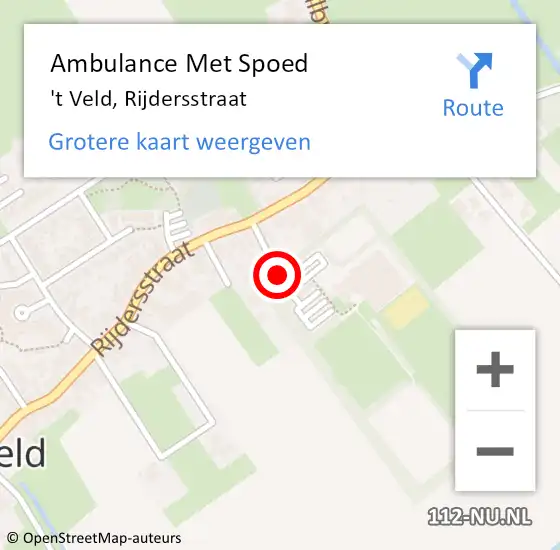 Locatie op kaart van de 112 melding: Ambulance Met Spoed Naar 't Veld, Rijdersstraat op 2 maart 2019 03:23