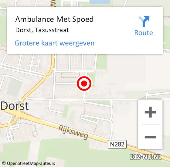 Locatie op kaart van de 112 melding: Ambulance Met Spoed Naar Dorst, Taxusstraat op 2 maart 2019 03:48