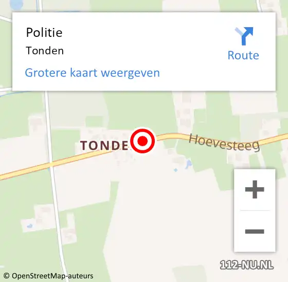 Locatie op kaart van de 112 melding: Politie Tonden op 2 maart 2019 07:22