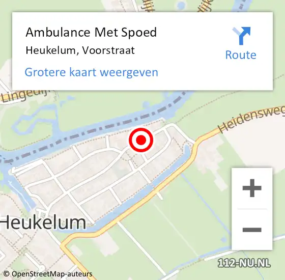 Locatie op kaart van de 112 melding: Ambulance Met Spoed Naar Heukelum, Voorstraat op 2 maart 2019 08:12