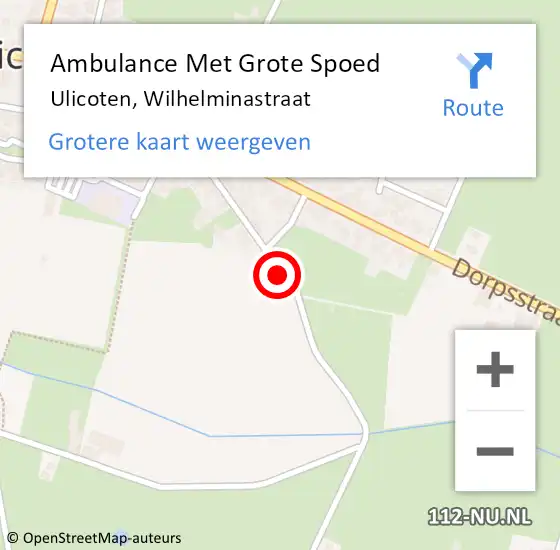 Locatie op kaart van de 112 melding: Ambulance Met Grote Spoed Naar Ulicoten, Wilhelminastraat op 2 maart 2019 08:29