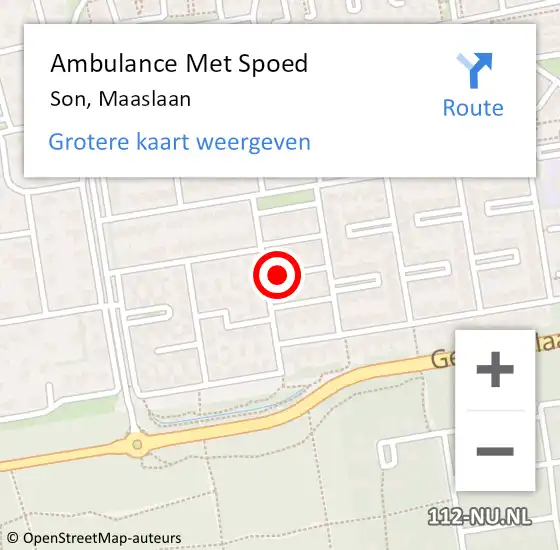 Locatie op kaart van de 112 melding: Ambulance Met Spoed Naar Son, Maaslaan op 2 maart 2019 09:37