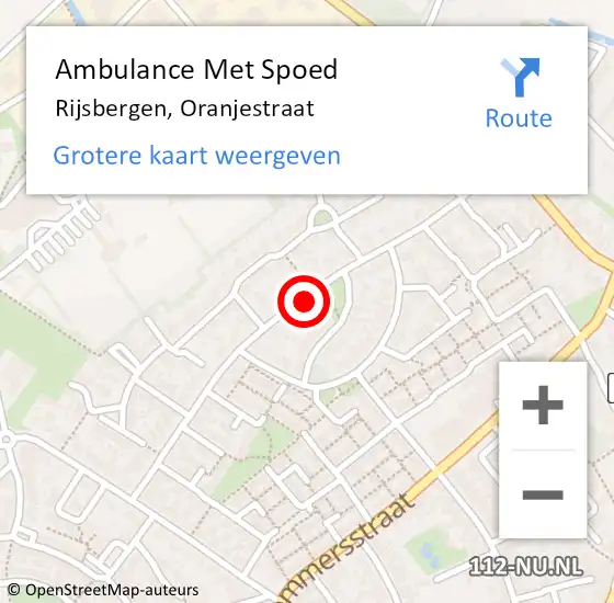 Locatie op kaart van de 112 melding: Ambulance Met Spoed Naar Rijsbergen, Oranjestraat op 2 maart 2019 10:38