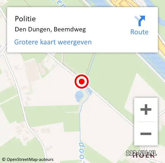 Locatie op kaart van de 112 melding: Politie Den Dungen, Beemdweg op 2 maart 2019 11:11