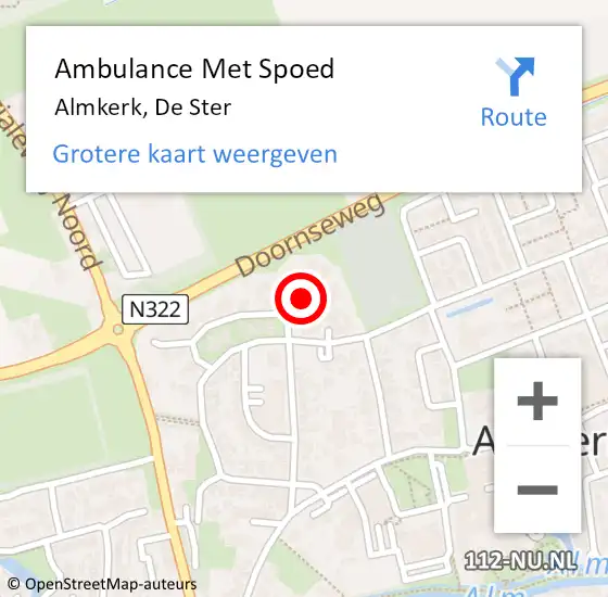 Locatie op kaart van de 112 melding: Ambulance Met Spoed Naar Almkerk, De Ster op 2 maart 2019 11:53