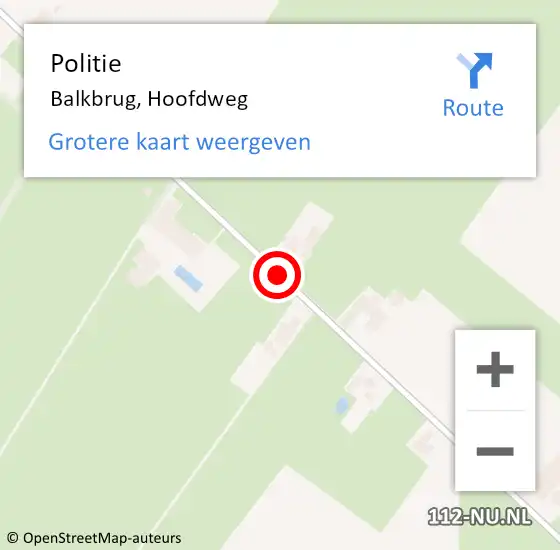 Locatie op kaart van de 112 melding: Politie Balkbrug, Hoofdweg op 2 maart 2019 12:12