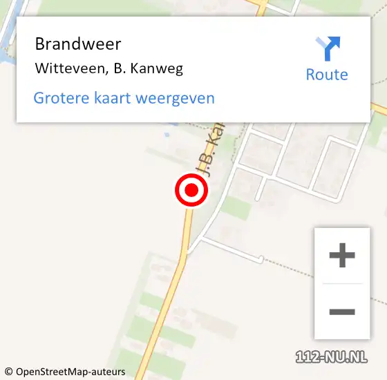 Locatie op kaart van de 112 melding: Brandweer Witteveen, B. Kanweg op 2 maart 2019 12:35