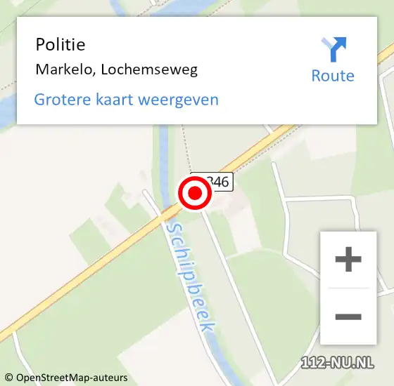 Locatie op kaart van de 112 melding: Politie Markelo, Lochemseweg op 2 maart 2019 12:41