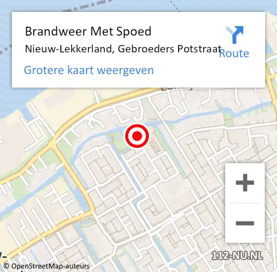 Locatie op kaart van de 112 melding: Brandweer Met Spoed Naar Nieuw-Lekkerland, Gebroeders Potstraat op 2 maart 2019 15:26