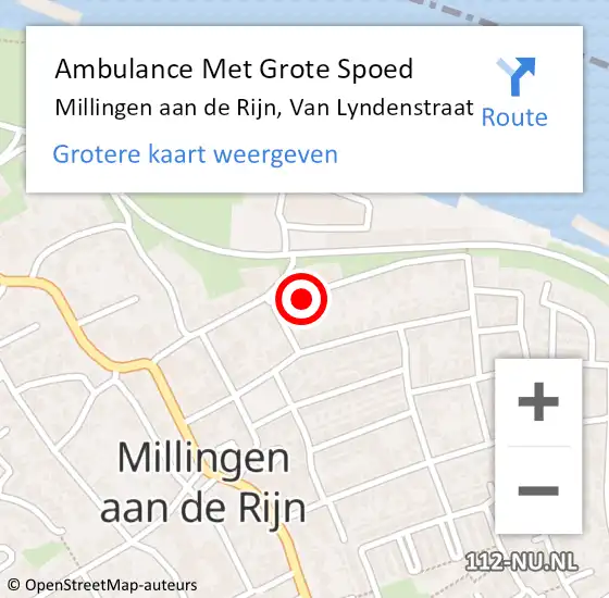 Locatie op kaart van de 112 melding: Ambulance Met Grote Spoed Naar Millingen aan de Rijn, Van Lyndenstraat op 2 maart 2019 15:32