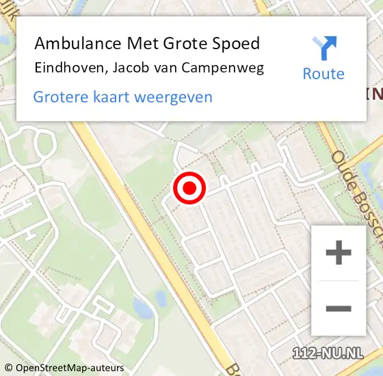 Locatie op kaart van de 112 melding: Ambulance Met Grote Spoed Naar Eindhoven, Jacob van Campenweg op 2 maart 2019 15:37