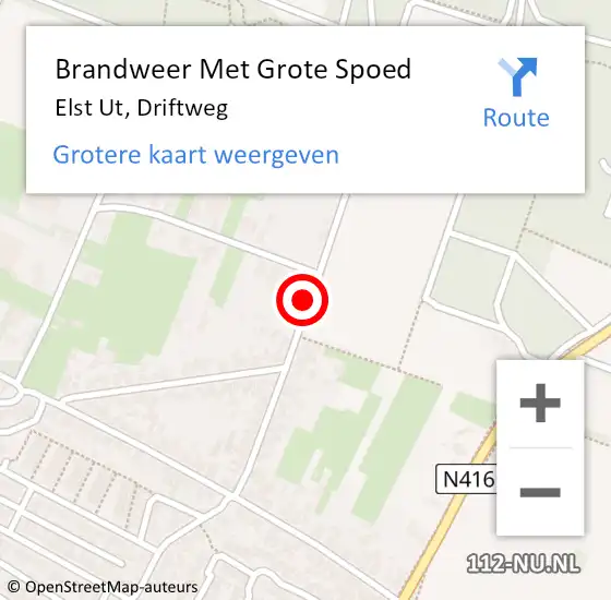 Locatie op kaart van de 112 melding: Brandweer Met Grote Spoed Naar Elst Ut, Driftweg op 2 maart 2019 16:12